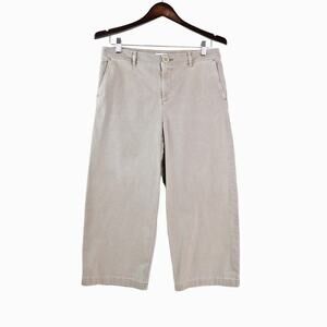 J Jill Size 8 Petite Cotton Canvas Crop Pants Wide Leg Brown Sugar